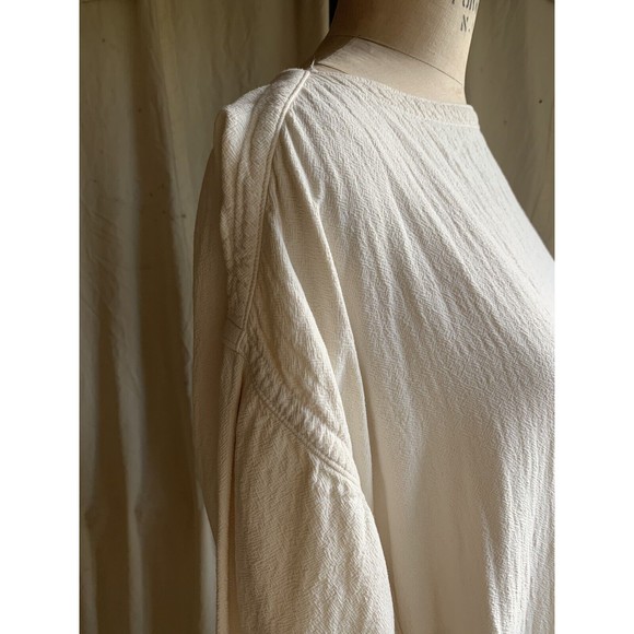 Black Crane Cream Textured Cotton Linen Maxi Dress - Picture 4 of 7